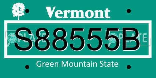 S88555B Vermont License Plate