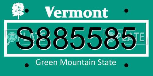 S885585 Vermont License Plate