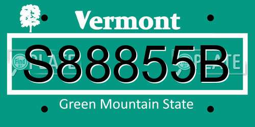S88855B Vermont License Plate