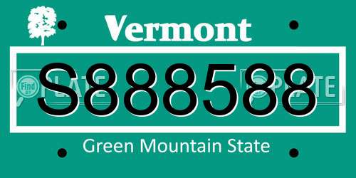 S888588 Vermont License Plate