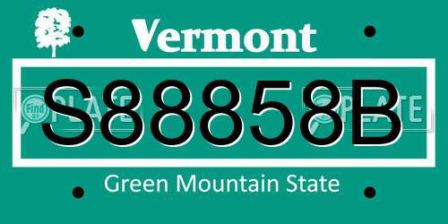 S88858B Vermont License Plate