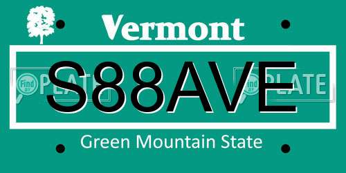 S88AVE Vermont License Plate