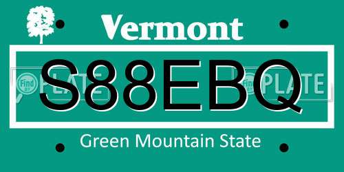 S88EBQ Vermont License Plate