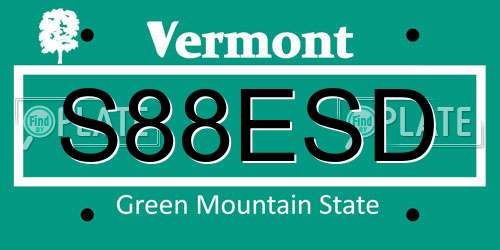 S88ESD Vermont License Plate