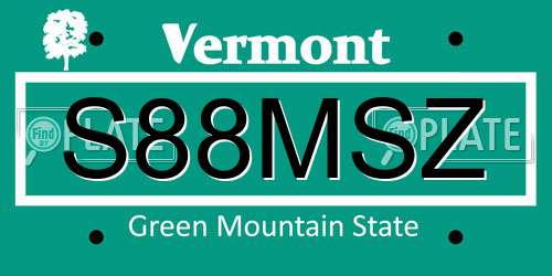 S88MSZ Vermont License Plate