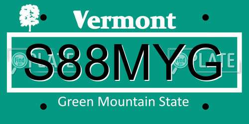 S88MYG Vermont License Plate
