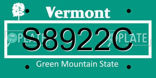 S8922C Vermont License Plate