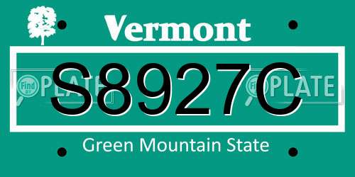 S8927C Vermont License Plate