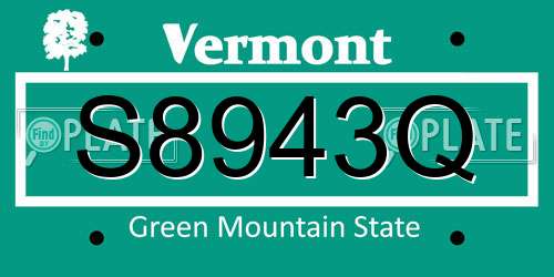 S8943Q Vermont License Plate