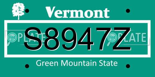 S8947Z Vermont License Plate