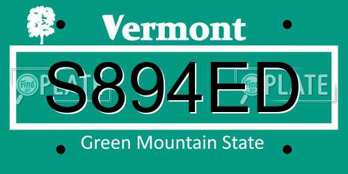 S894ED Vermont License Plate