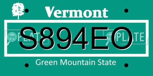 S894EO Vermont License Plate