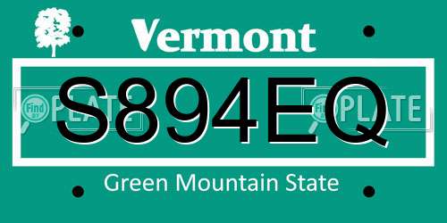 S894EQ Vermont License Plate