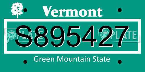 S895427 Vermont License Plate