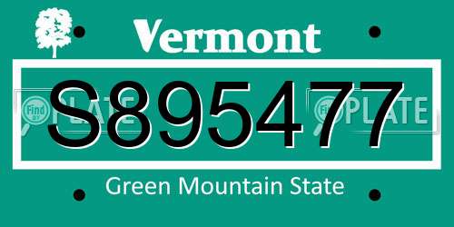 S895477 Vermont License Plate
