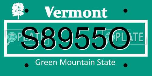S8955O Vermont License Plate