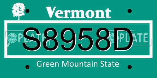 S8958D Vermont License Plate