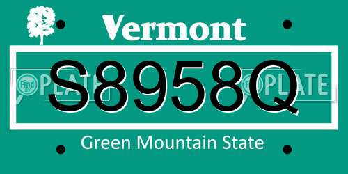 S8958Q Vermont License Plate