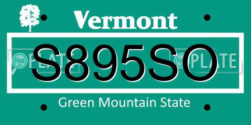 S895SO Vermont License Plate