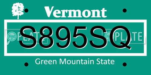 S895SQ Vermont License Plate