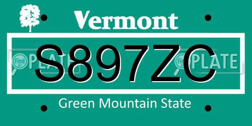 S897ZC Vermont License Plate