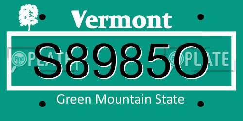 S8985O Vermont License Plate