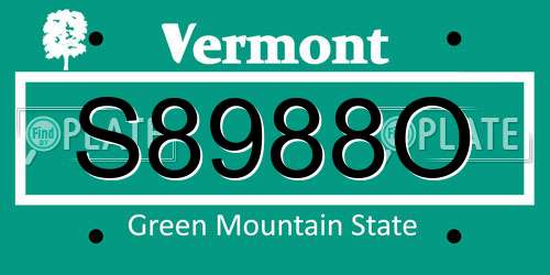 S8988O Vermont License Plate