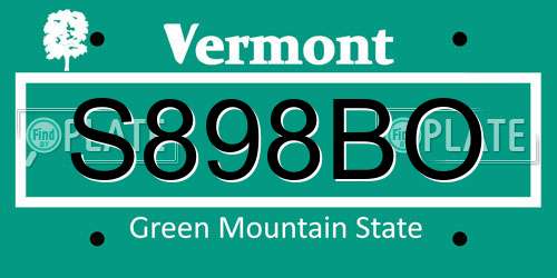 S898BO Vermont License Plate