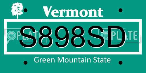 S898SD Vermont License Plate
