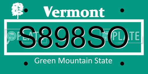 S898SO Vermont License Plate