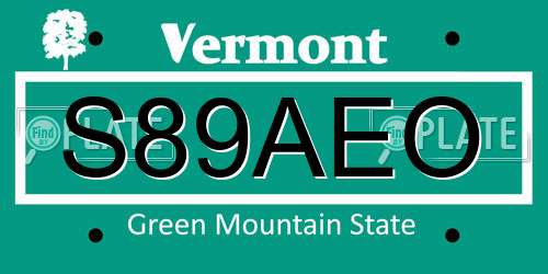 S89AEO Vermont License Plate
