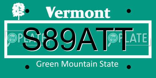 S89ATT Vermont License Plate