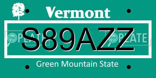 S89AZZ Vermont License Plate
