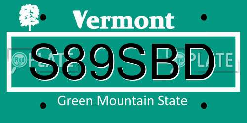S89SBD Vermont License Plate