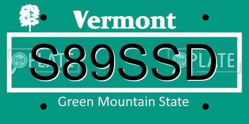 S89SSD Vermont License Plate