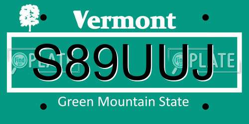 S89UUJ Vermont License Plate