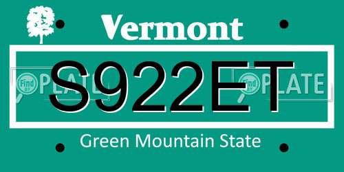 S922ET Vermont License Plate
