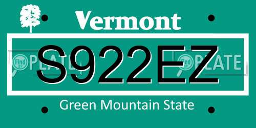 S922EZ Vermont License Plate