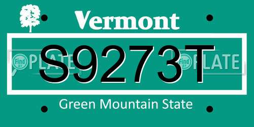 S9273T Vermont License Plate