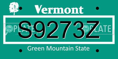 S9273Z Vermont License Plate
