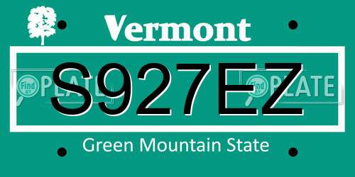 S927EZ Vermont License Plate