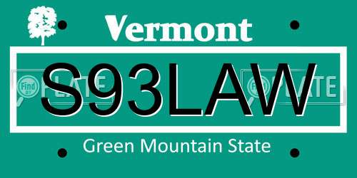 S93LAW Vermont License Plate