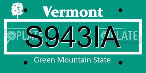 S943IA Vermont License Plate