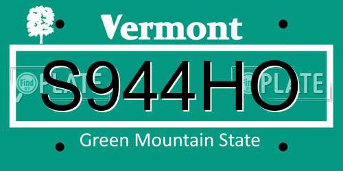 S944HO Vermont License Plate