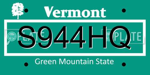 S944HQ Vermont License Plate