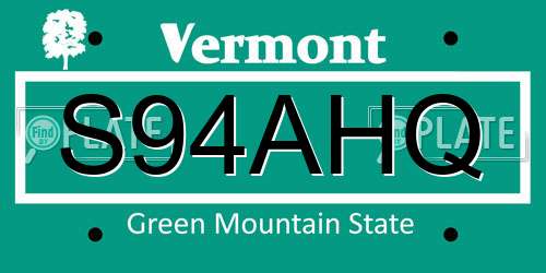 S94AHQ Vermont License Plate