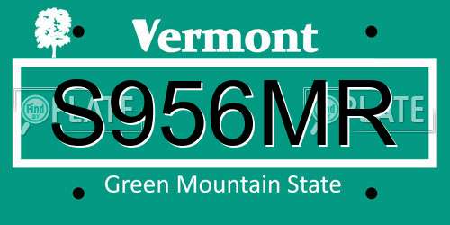 S956MR Vermont License Plate