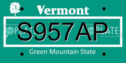 S957AP Vermont License Plate