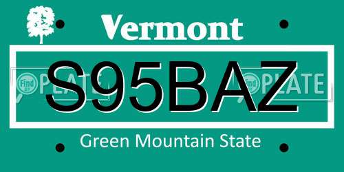 S95BAZ Vermont License Plate