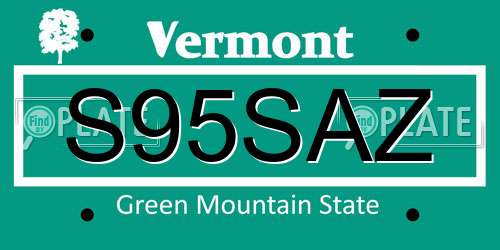 S95SAZ Vermont License Plate